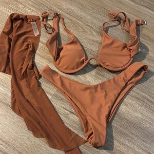 Rust Bikini Set with Cover-Up